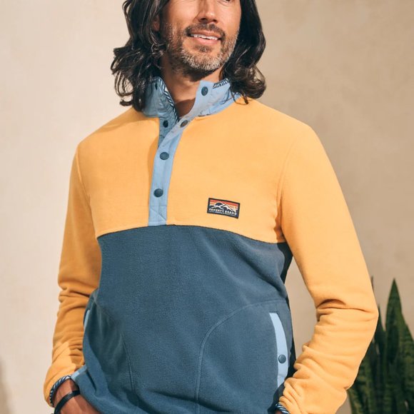 Faherty Other - Faherty Men's Size M Low Pile Fleece Popover Jacket Fall Sun Atlantic Yellow